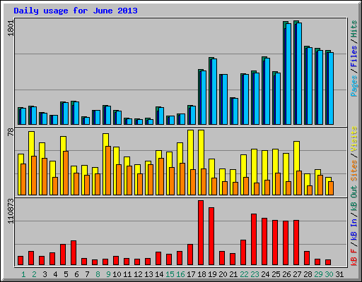 Daily usage for June 2013