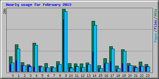 Hourly usage for February 2013